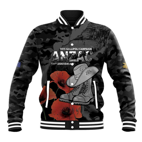 Australia 1915 Gallipoli ANZAC Baseball Jacket 111th Anniversary Army Boots And Slouch Hat