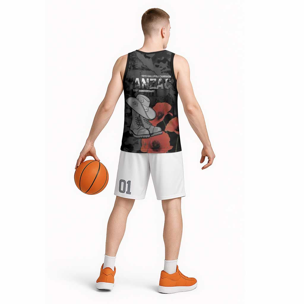 Australia 1915 Gallipoli ANZAC Basketball Jersey 111th Anniversary Army Boots And Slouch Hat