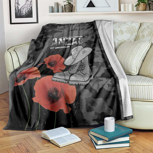 Australia 1915 Gallipoli ANZAC Blanket 111th Anniversary Army Boots And Slouch Hat