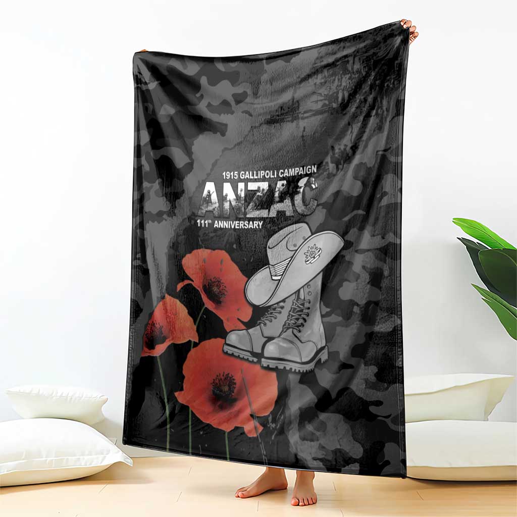 Australia 1915 Gallipoli ANZAC Blanket 111th Anniversary Army Boots And Slouch Hat