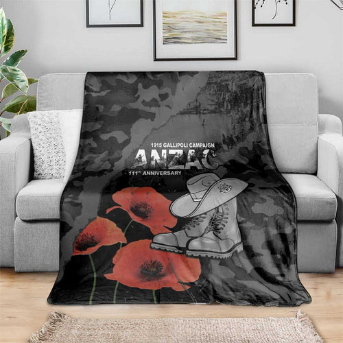 Australia 1915 Gallipoli ANZAC Blanket 111th Anniversary Army Boots And Slouch Hat