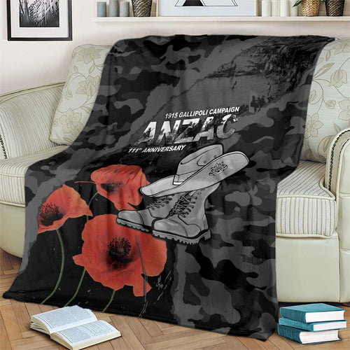 Australia 1915 Gallipoli ANZAC Blanket 111th Anniversary Army Boots And Slouch Hat