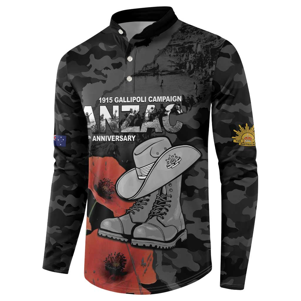 Australia 1915 Gallipoli ANZAC Button Sweatshirt 111th Anniversary Army Boots And Slouch Hat