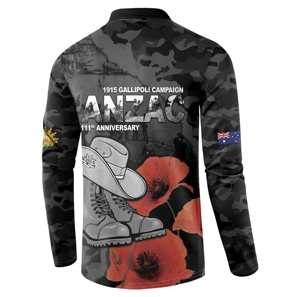 Australia 1915 Gallipoli ANZAC Button Sweatshirt 111th Anniversary Army Boots And Slouch Hat