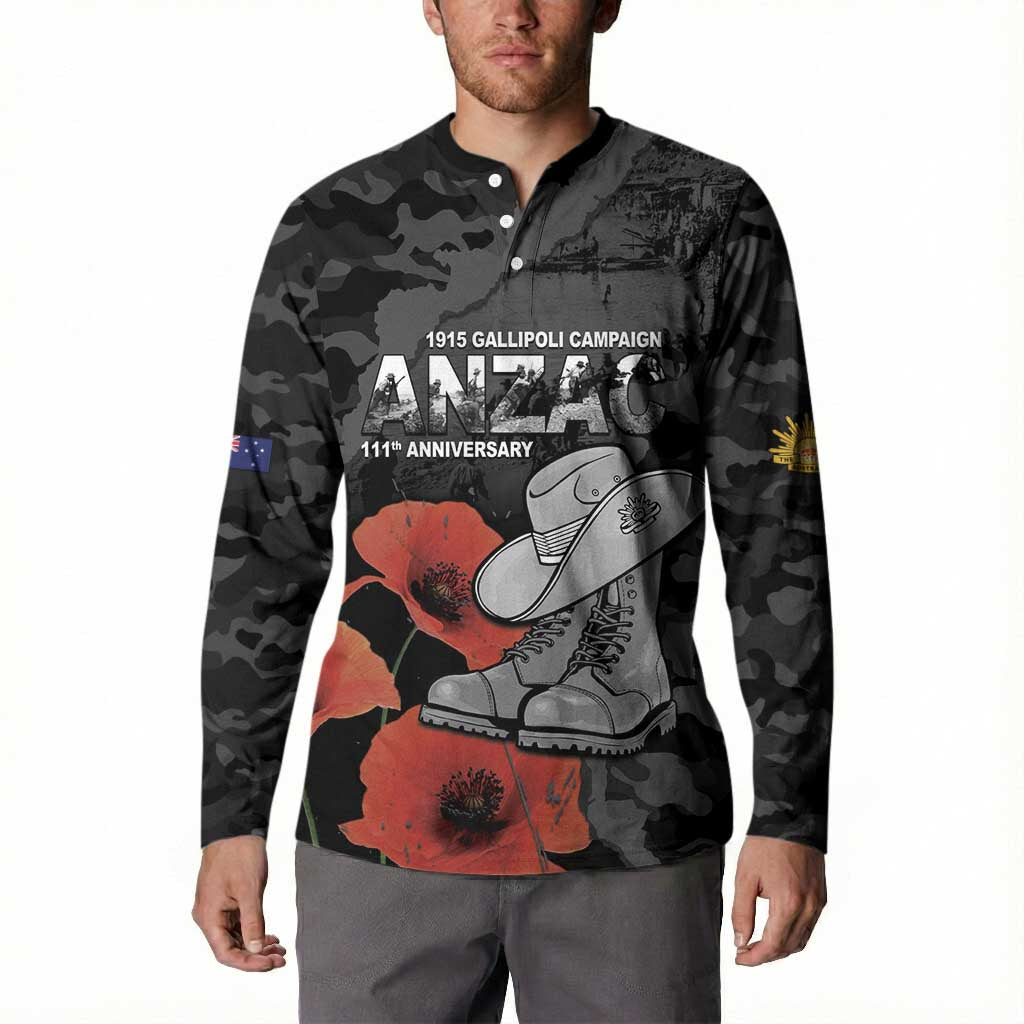 Australia 1915 Gallipoli ANZAC Button Sweatshirt 111th Anniversary Army Boots And Slouch Hat