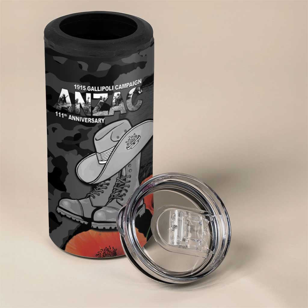Australia 1915 Gallipoli ANZAC 4 in 1 Can Cooler Tumbler 111th Anniversary Army Boots And Slouch Hat