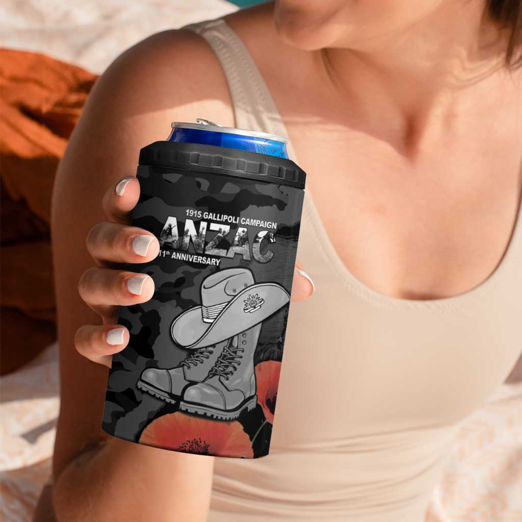 Australia 1915 Gallipoli ANZAC 4 in 1 Can Cooler Tumbler 111th Anniversary Army Boots And Slouch Hat