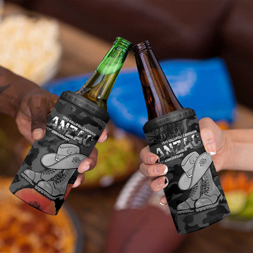 Australia 1915 Gallipoli ANZAC 4 in 1 Can Cooler Tumbler 111th Anniversary Army Boots And Slouch Hat