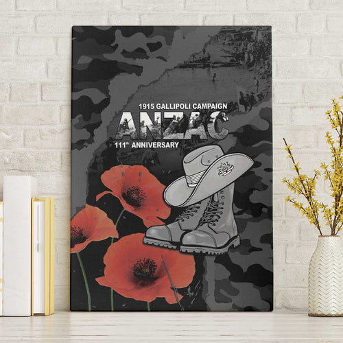 Australia 1915 Gallipoli ANZAC Canvas Wall Art 111th Anniversary Army Boots And Slouch Hat