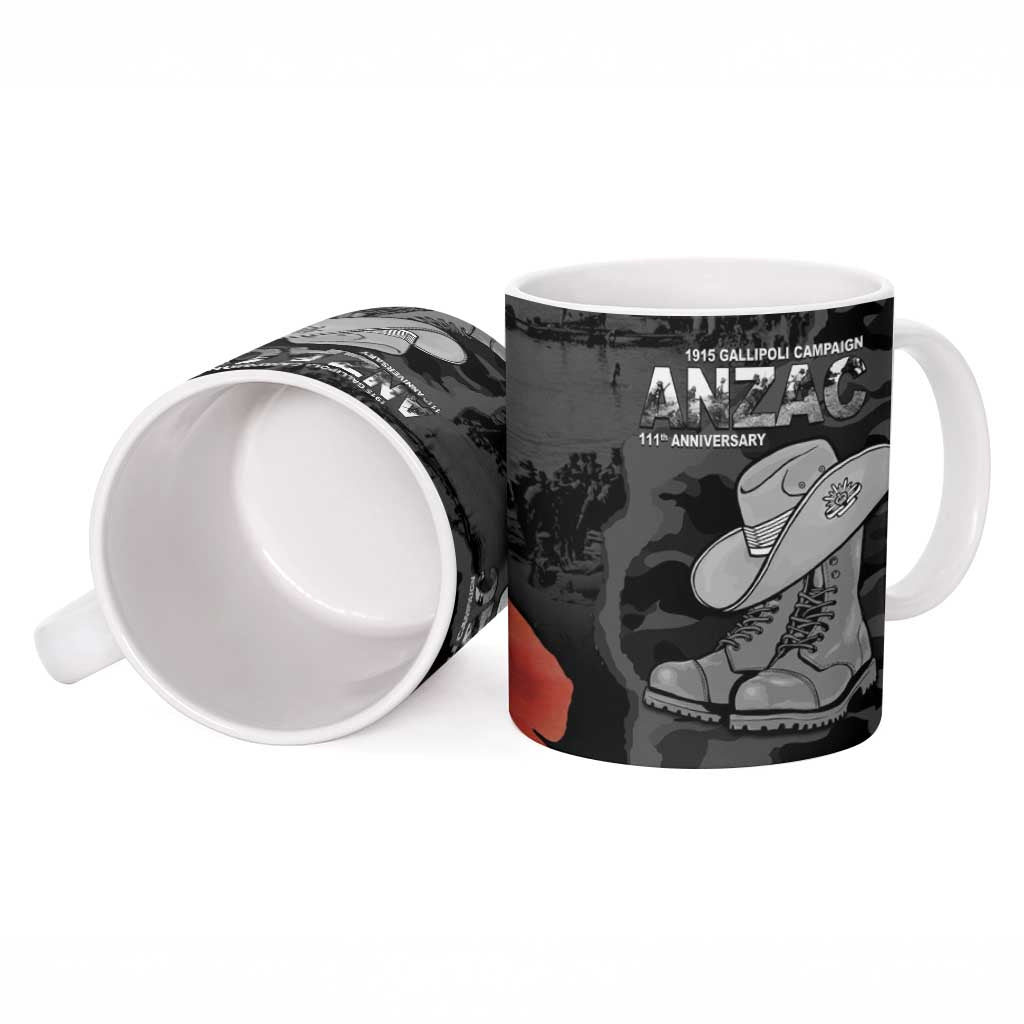 Australia 1915 Gallipoli ANZAC Ceramic Mug 111th Anniversary Army Boots And Slouch Hat