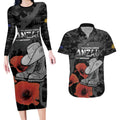 Australia 1915 Gallipoli ANZAC Couples Matching Long Sleeve Bodycon Dress and Hawaiian Shirt 111th Anniversary Army Boots And Slouch Hat