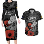 Australia 1915 Gallipoli ANZAC Couples Matching Long Sleeve Bodycon Dress and Hawaiian Shirt 111th Anniversary Army Boots And Slouch Hat