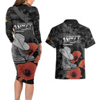 Australia 1915 Gallipoli ANZAC Couples Matching Long Sleeve Bodycon Dress and Hawaiian Shirt 111th Anniversary Army Boots And Slouch Hat