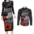 Australia 1915 Gallipoli ANZAC Couples Matching Long Sleeve Bodycon Dress and Long Sleeve Button Shirt 111th Anniversary Army Boots And Slouch Hat