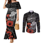Australia 1915 Gallipoli ANZAC Couples Matching Mermaid Dress and Long Sleeve Button Shirt 111th Anniversary Army Boots And Slouch Hat