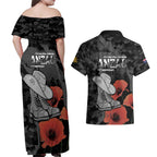 Australia 1915 Gallipoli ANZAC Couples Matching Off Shoulder Maxi Dress and Hawaiian Shirt 111th Anniversary Army Boots And Slouch Hat