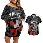 Australia 1915 Gallipoli ANZAC Couples Matching Off Shoulder Short Dress and Hawaiian Shirt 111th Anniversary Army Boots And Slouch Hat