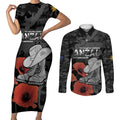 Australia 1915 Gallipoli ANZAC Couples Matching Short Sleeve Bodycon Dress and Long Sleeve Button Shirt 111th Anniversary Army Boots And Slouch Hat