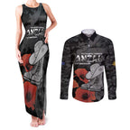 Australia 1915 Gallipoli ANZAC Couples Matching Tank Maxi Dress and Long Sleeve Button Shirt 111th Anniversary Army Boots And Slouch Hat