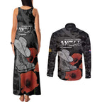 Australia 1915 Gallipoli ANZAC Couples Matching Tank Maxi Dress and Long Sleeve Button Shirt 111th Anniversary Army Boots And Slouch Hat