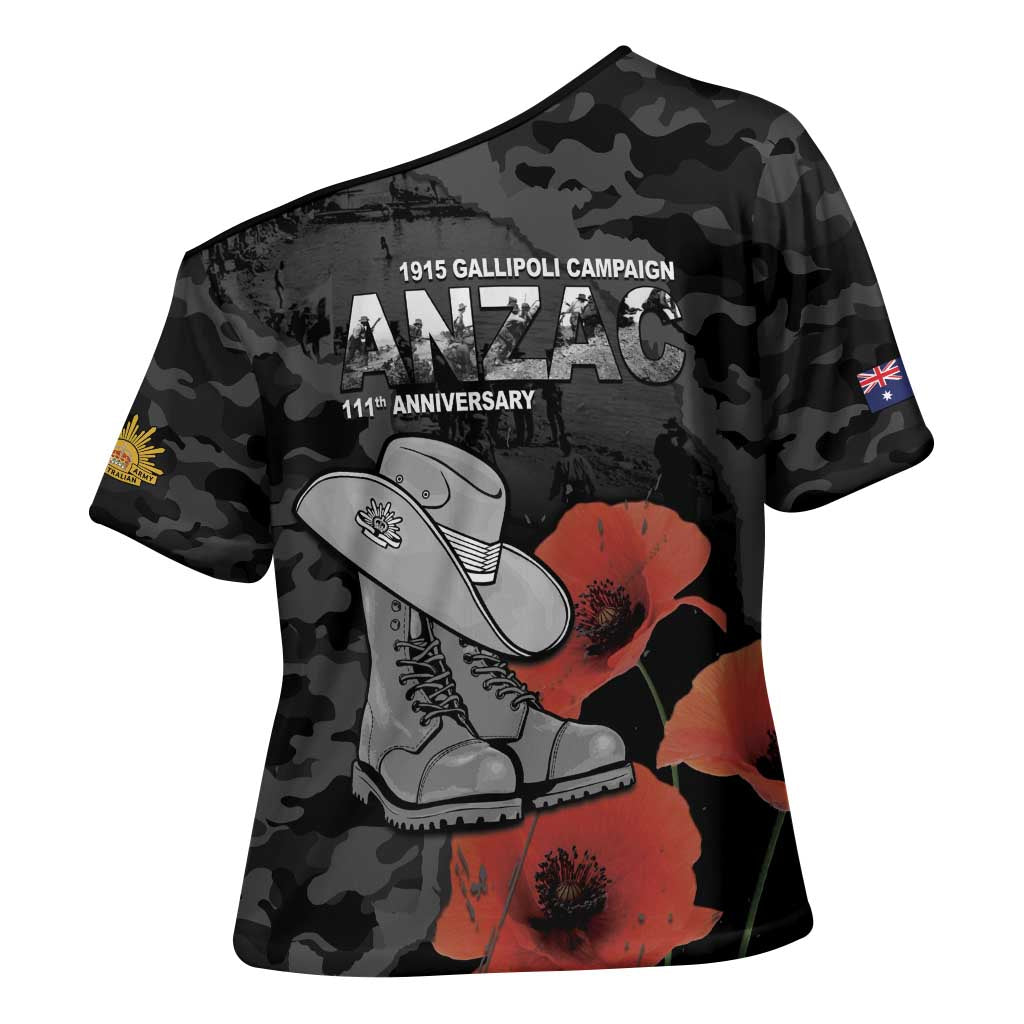 Australia 1915 Gallipoli ANZAC Cross Shoulder Shirt 111th Anniversary Army Boots And Slouch Hat