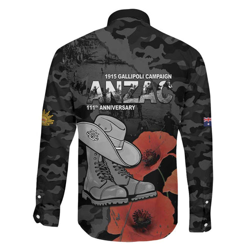 Australia 1915 Gallipoli ANZAC Family Matching Long Sleeve Bodycon Dress and Hawaiian Shirt 111th Anniversary Army Boots And Slouch Hat