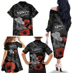 Australia 1915 Gallipoli ANZAC Family Matching Off The Shoulder Long Sleeve Dress and Hawaiian Shirt 111th Anniversary Army Boots And Slouch Hat