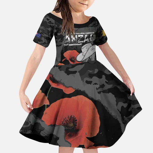 Australia 1915 Gallipoli ANZAC Family Matching Off Shoulder Maxi Dress and Hawaiian Shirt 111th Anniversary Army Boots And Slouch Hat