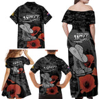Australia 1915 Gallipoli ANZAC Family Matching Off Shoulder Maxi Dress and Hawaiian Shirt 111th Anniversary Army Boots And Slouch Hat