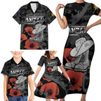 Australia 1915 Gallipoli ANZAC Family Matching Short Sleeve Bodycon Dress and Hawaiian Shirt 111th Anniversary Army Boots And Slouch Hat
