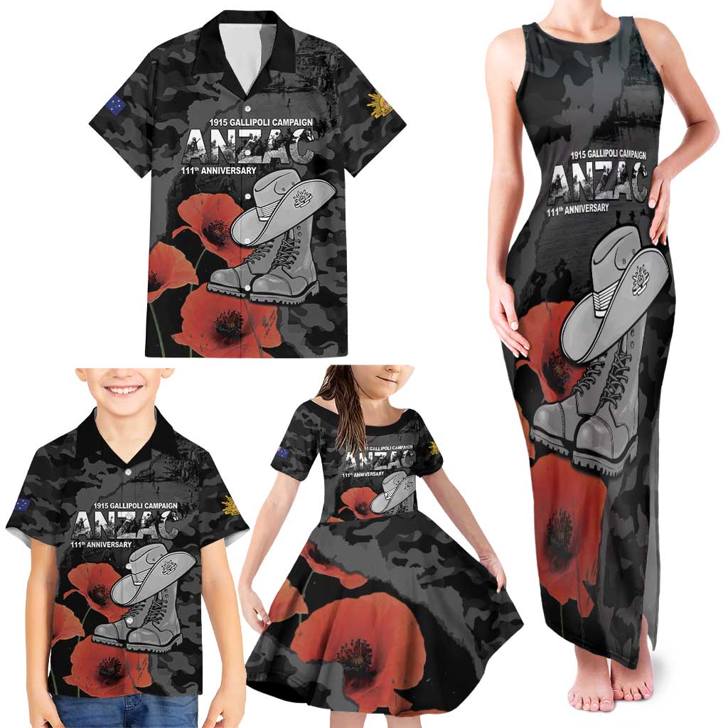 Australia 1915 Gallipoli ANZAC Family Matching Tank Maxi Dress and Hawaiian Shirt 111th Anniversary Army Boots And Slouch Hat