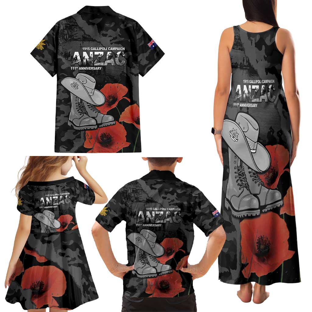 Australia 1915 Gallipoli ANZAC Family Matching Tank Maxi Dress and Hawaiian Shirt 111th Anniversary Army Boots And Slouch Hat
