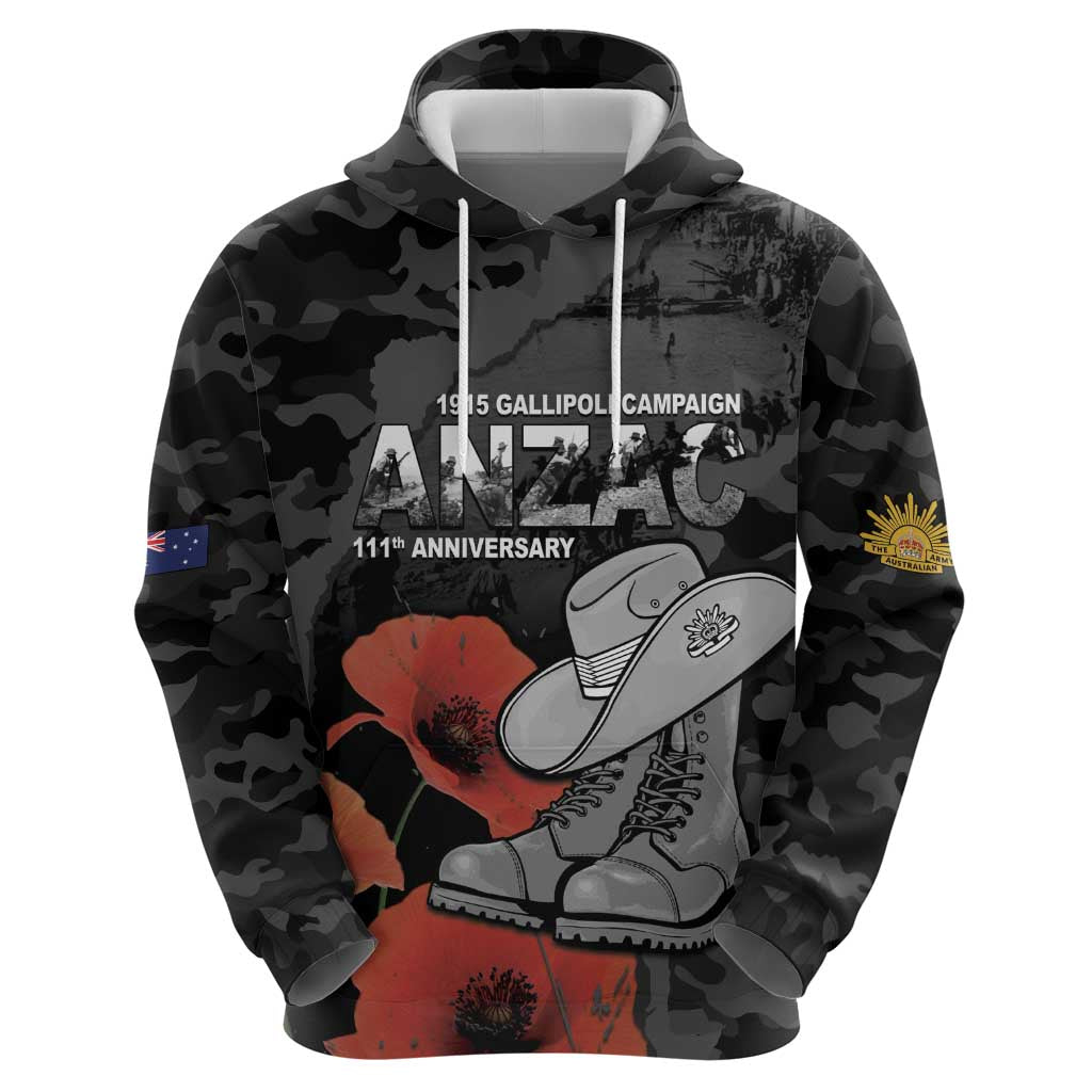 Australia 1915 Gallipoli ANZAC Hoodie 111th Anniversary Army Boots And Slouch Hat