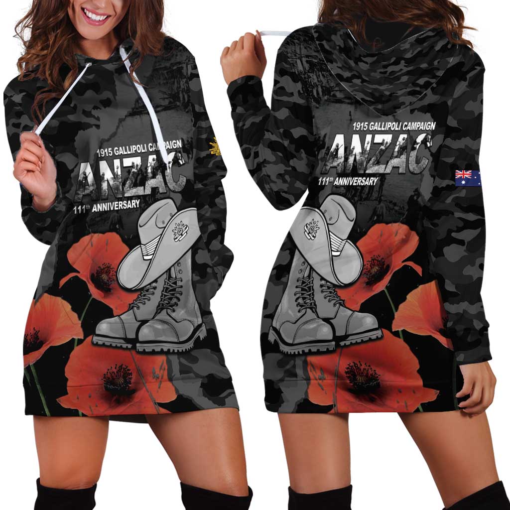 Australia 1915 Gallipoli ANZAC Hoodie Dress 111th Anniversary Army Boots And Slouch Hat
