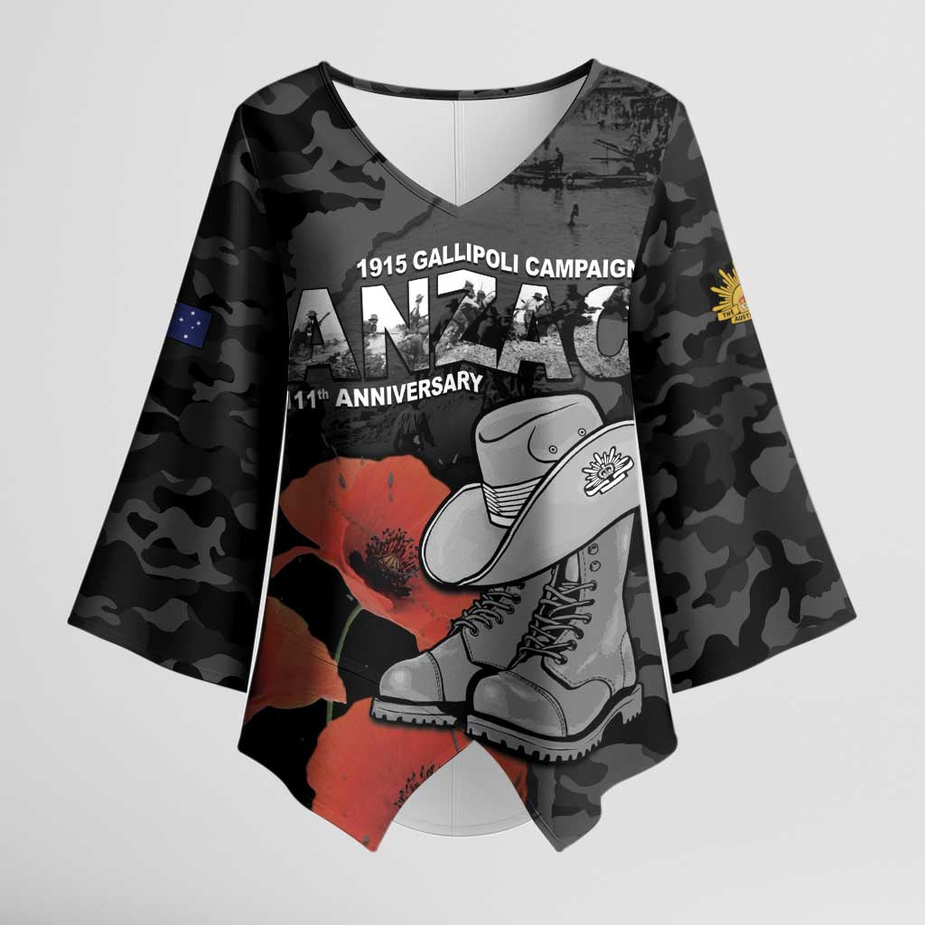 Australia 1915 Gallipoli ANZAC Kimono Sleeve Blouse 111th Anniversary Army Boots And Slouch Hat