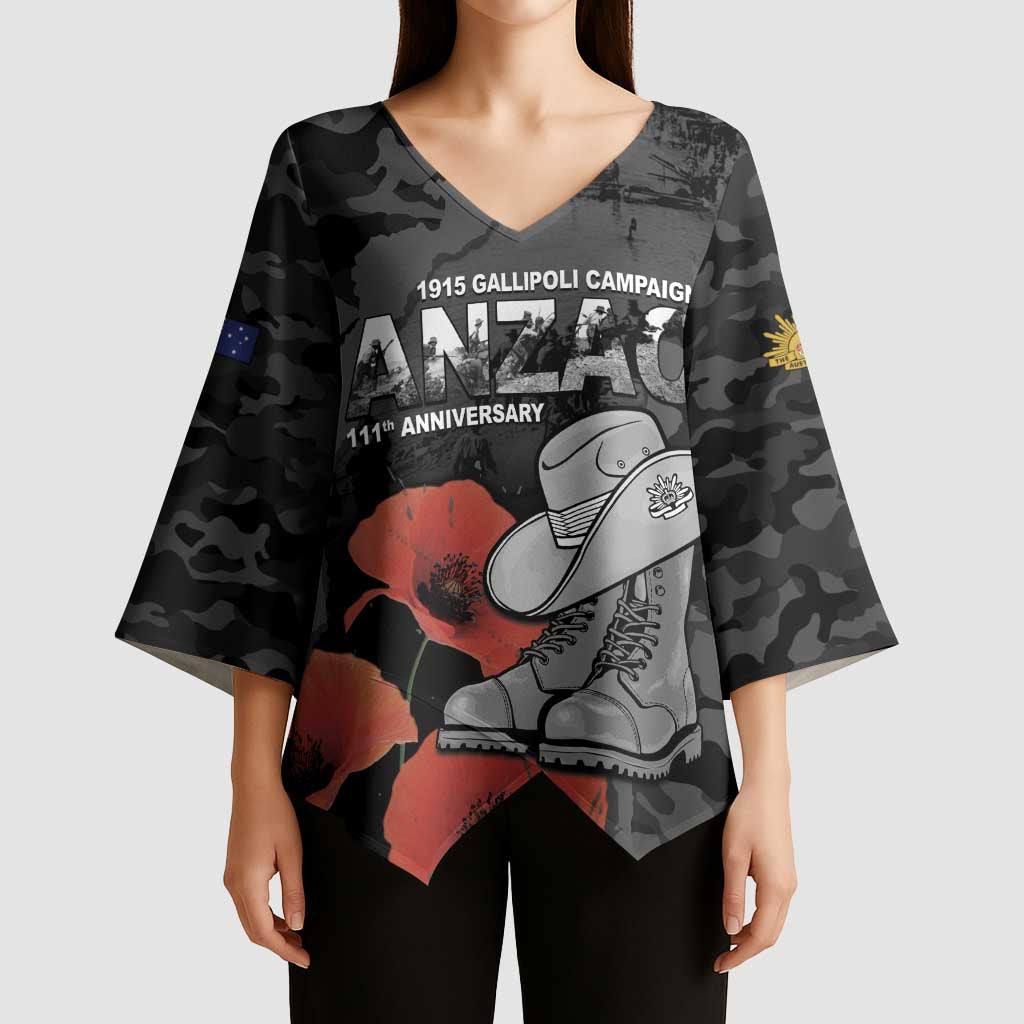 Australia 1915 Gallipoli ANZAC Kimono Sleeve Blouse 111th Anniversary Army Boots And Slouch Hat