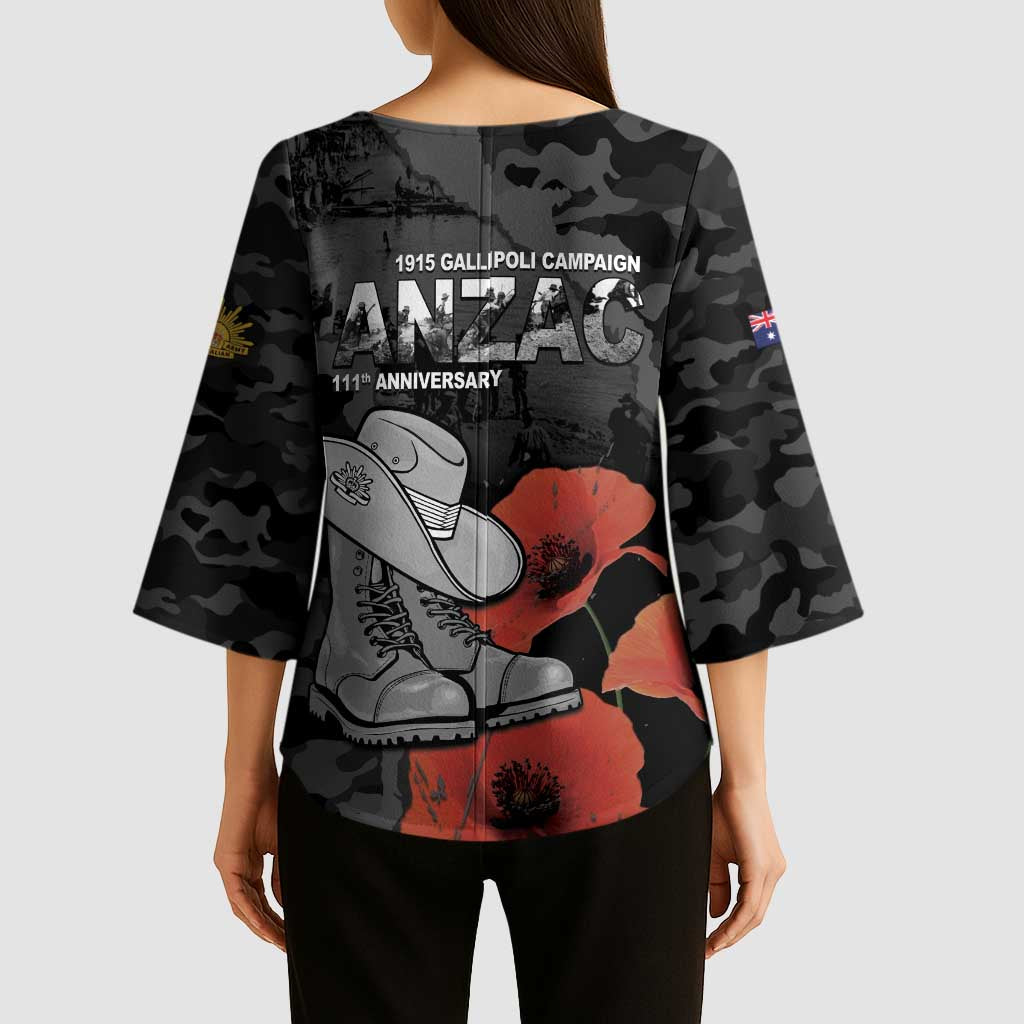Australia 1915 Gallipoli ANZAC Kimono Sleeve Blouse 111th Anniversary Army Boots And Slouch Hat