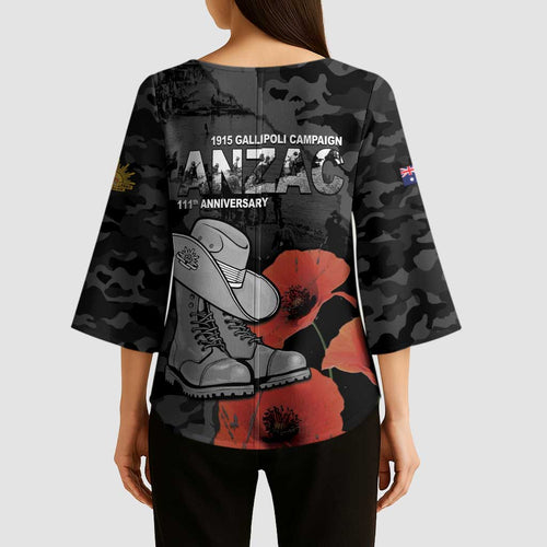 Australia 1915 Gallipoli ANZAC Kimono Sleeve Blouse 111th Anniversary Army Boots And Slouch Hat