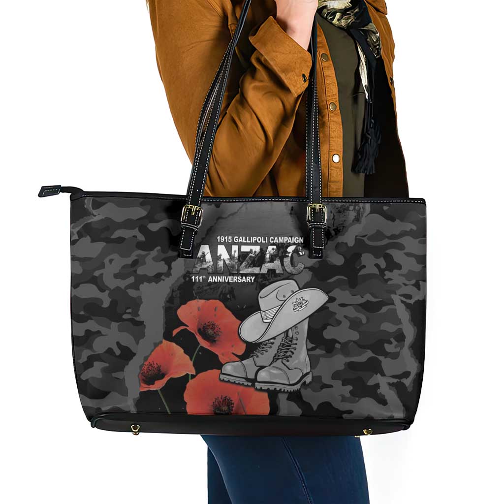 Australia 1915 Gallipoli ANZAC Leather Tote Bag 111th Anniversary Army Boots And Slouch Hat
