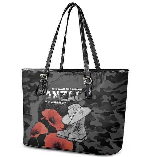 Australia 1915 Gallipoli ANZAC Leather Tote Bag 111th Anniversary Army Boots And Slouch Hat