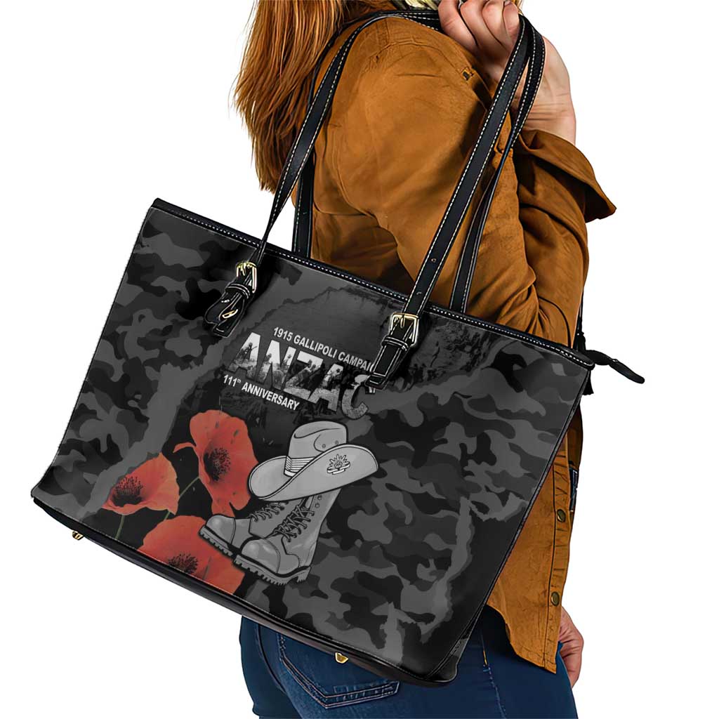Australia 1915 Gallipoli ANZAC Leather Tote Bag 111th Anniversary Army Boots And Slouch Hat