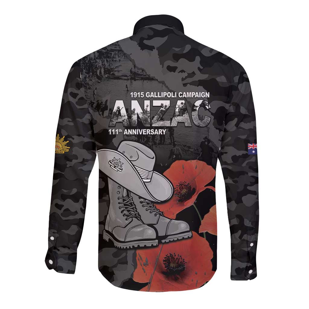 Australia 1915 Gallipoli ANZAC Long Sleeve Button Shirt 111th Anniversary Army Boots And Slouch Hat