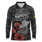 Australia 1915 Gallipoli ANZAC Long Sleeve Polo Shirt 111th Anniversary Army Boots And Slouch Hat