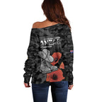 Australia 1915 Gallipoli ANZAC Off Shoulder Sweater 111th Anniversary Army Boots And Slouch Hat