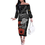 Australia 1915 Gallipoli ANZAC Off The Shoulder Long Sleeve Dress 111th Anniversary Army Boots And Slouch Hat