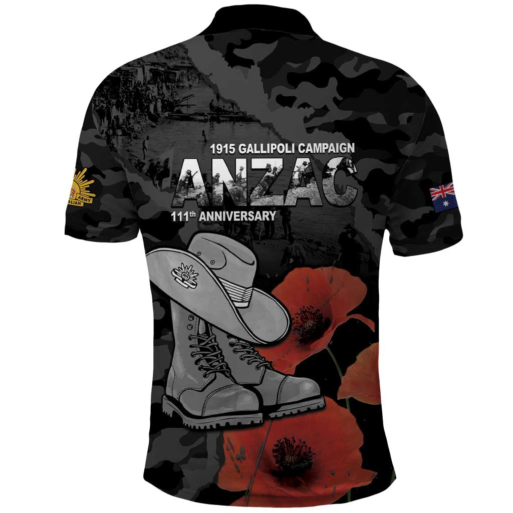 Australia 1915 Gallipoli ANZAC Polo Shirt 111th Anniversary Army Boots And Slouch Hat