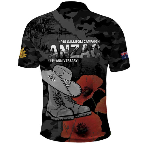 Australia 1915 Gallipoli ANZAC Polo Shirt 111th Anniversary Army Boots And Slouch Hat