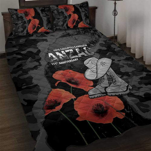 Australia 1915 Gallipoli ANZAC Quilt Bed Set 111th Anniversary Army Boots And Slouch Hat