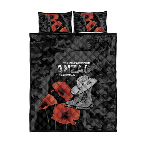 Australia 1915 Gallipoli ANZAC Quilt Bed Set 111th Anniversary Army Boots And Slouch Hat