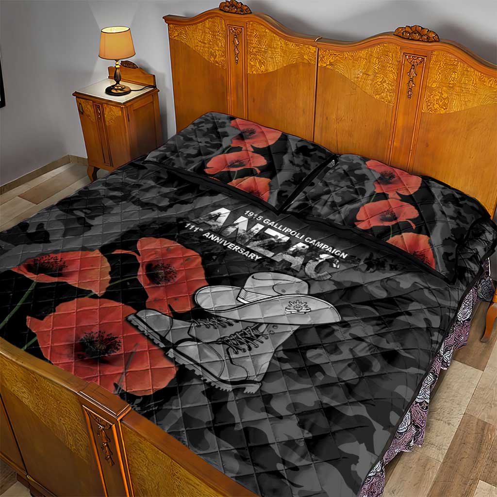 Australia 1915 Gallipoli ANZAC Quilt Bed Set 111th Anniversary Army Boots And Slouch Hat